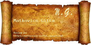 Matkovics Gitta névjegykártya
